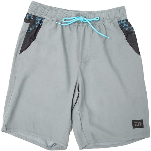 DAIWA 21 summer sports hoodie round neck long-sleeved shorts men's casual outdoor sports fishing clothing with elastic and comfortable shorts gray blue M