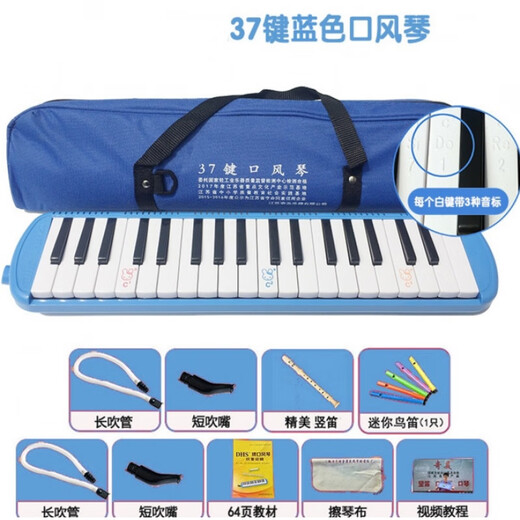 口风琴小学生专用37键32键dhs儿童演奏级初学者吹管乐器音乐定制款 【中配】【37键蓝色】+吹管吹嘴_+教材+鸟笛