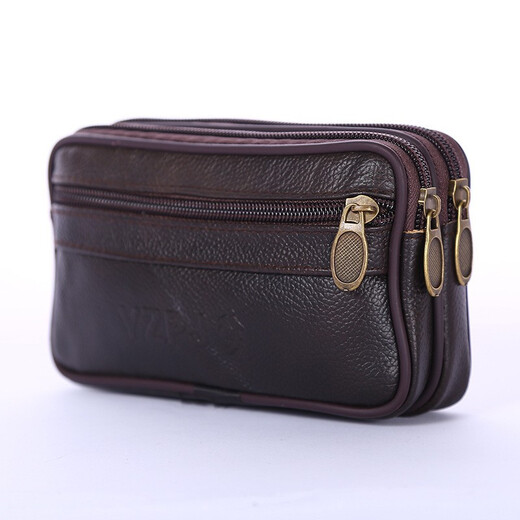 Dixing (DIXING) new 7-inch waist bag men's mobile phone bag cowhide belt elderly coin purse mobile phone bag hanging waist bag construction site work cowhide 7-inch double layer