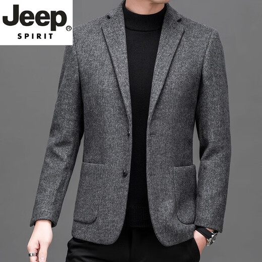 JEEP SPIRIT high-end men's knitted wool suit men's 2025 autumn and winter business casual single western jacket without ironing men's suit beige 190