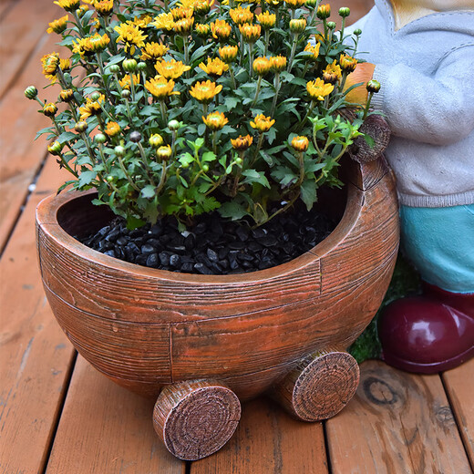 Yimingyuan Garden Decorative Courtyard Ornaments Outdoor Cartoon Rabbit Flowerpot Park Lawn Creative Simulation Animal Landscape Sculpture H20536