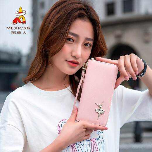 Espantapájaros de embrague para mujeres bolsas para mujeres de billetera larga para la mano de la mano de la mano de la mano 2025 nueva moda gran capacidad cuidadan pequeños bolsos ballet para mujeres rosa