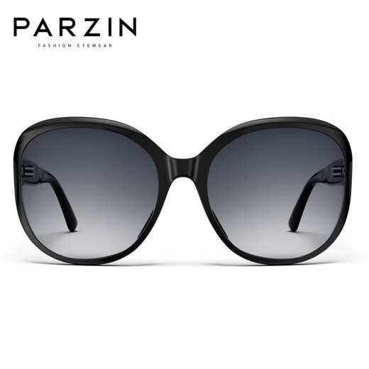 帕森（PARZIN）女士太阳镜 复古大框时尚偏光太阳镜开车驾驶新潮修颜显脸小墨镜 黑框渐灰片（PZ9908）
