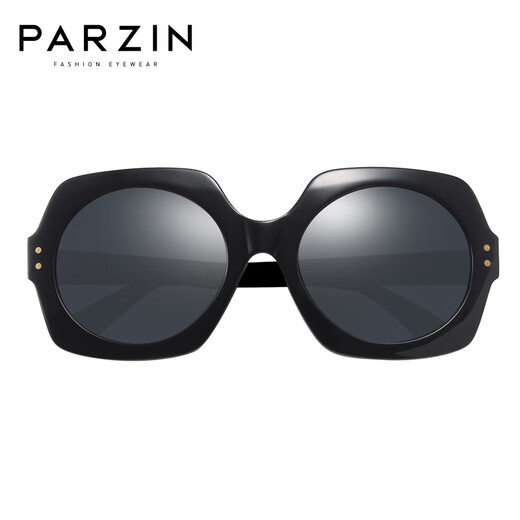 帕森（PARZIN） 偏光太阳镜女 复古板材驾驶镜女大框修脸潮墨镜 9740 黑框黑灰片