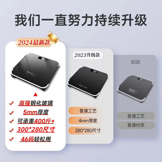 EITHON电子秤体重秤高精度家用称重电子秤人体减肥健康体重秤成人充电式电子秤十大排名电子秤200公斤 升级充电款-玫瑰粉色