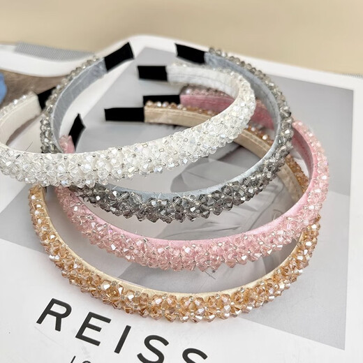 Tang Funi headband women's high-end going out headwear headband girls children's rhinestone headband face wash headband headband women 2024 new style champagne color