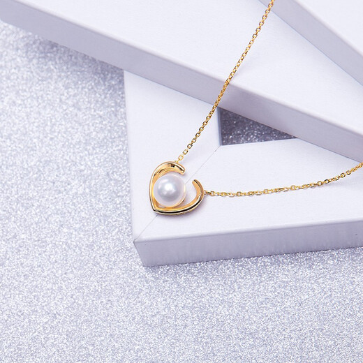 Chishe 18k gold love freshwater pearl pendant for girlfriend fashionable simple design jewelry gift 18k gold-