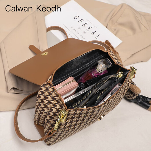 CALWAN KEODH包包女包新款2025斜挎包小方包轻奢ck风小众生日礼物送女友老婆 【棕色】品牌时尚复古单肩包实用走心女生闺蜜