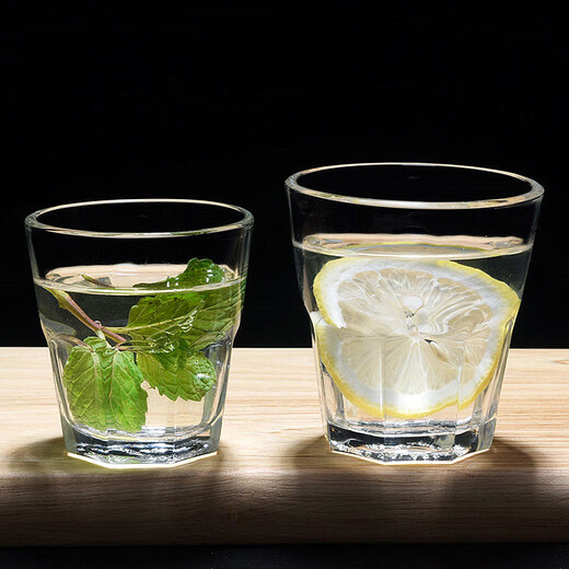 Molin tempered glass cup, commercial beer cup, KTV wine cup, glass octagonal cup, thickened glass cup, household glass tea cup, 304 tempered cup 100ml, 10 pieces