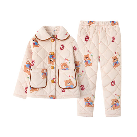 Fenton children's pajamas, women's quilted pajamas, big children's parent-child autumn and winter anti-static surface girls' home clothes set Q9J2470269