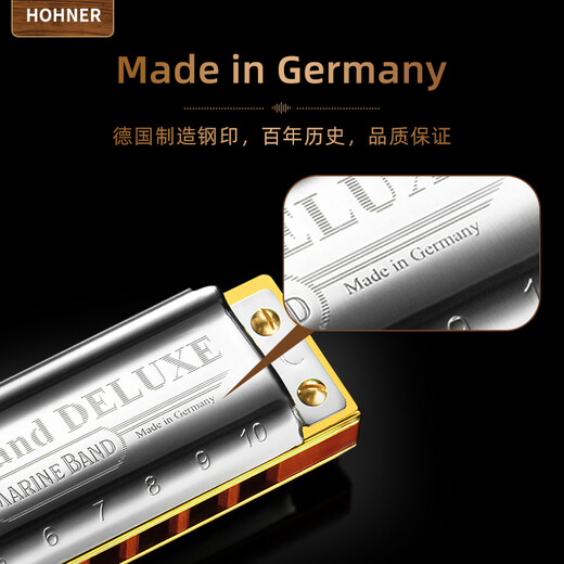 HOHNER German Ten-hole Blues Adult Beginner Blues Harmonic MarineBandDeLuxe MBD 10-hole C-tuning Beginner Recommended