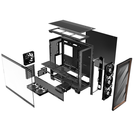 Antec FLUX PRO computer main case/walnut appearance//FLUX air duct patent/dual temperature control display/equipped with 6 fans/side-mounted power supply/glass