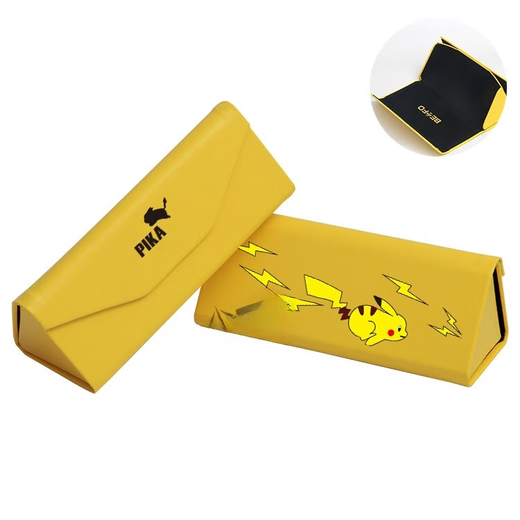神至 眼镜盒二次元 动漫周边皮卡丘便携式三角折叠眼镜盒SN6760 皮卡丘彩色01黄
