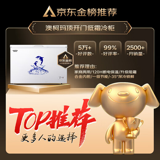 AUCMA 307-liter frost-reducing freezer household large-capacity refrigerator freezer horizontal freezer refrigerator ice cream cabinet first-level energy efficiency BC/BD-307HNE national subsidy