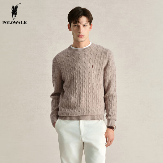 POLOWALK Мужской свитер 2024 Осень и зима Новый вязаный свитер с круглым вырезом Мужской кардиган цвета хаки M (170)