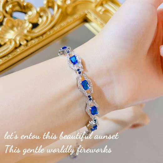 Fat Donglai's same style tanzanite bracelet new Turin Eye imitation natural internet celebrity same style heavy sapphire color blue diamond bracelet 16+4cm