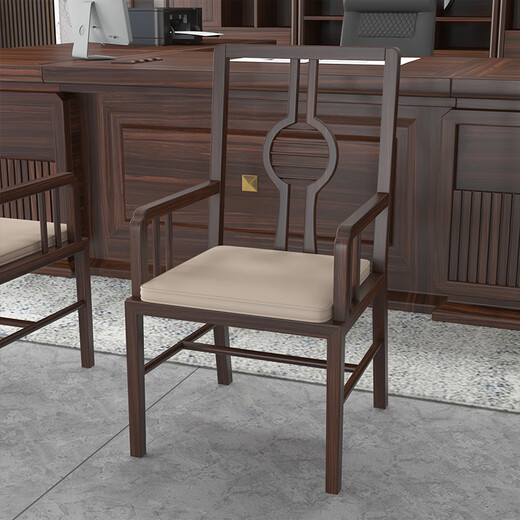 Xuanshiju new Chinese style boss desk solid wood executive desk ebony wood chairman president desk office furniture manager desk color plate golden flower li wood - also known as Tang wood