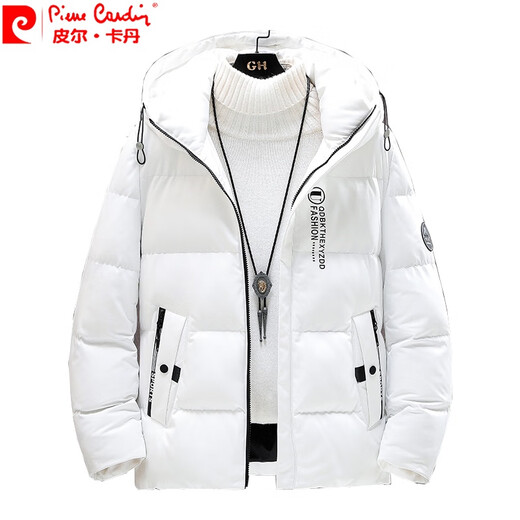 皮尔卡丹（pierre cardin）2025新款羽绒棉夹克短款加厚修身潮流男装冬季外套百度白棉上衣服 719白色 XL【适合120-135斤】