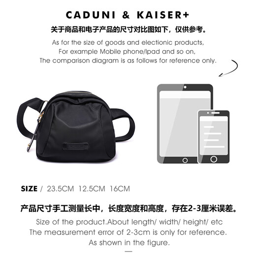 CADUNI KAISER Bag Women's Bag Casual Canvas Breast Bag Light Luxury Sports Crossbody One Shoulder Birthday Gift Premium Sense Gift Gift for Girlfriend Wife [Early Night Black] Student Girlfriend Practical and Heart-wedding Brand Niche versatile and high-end fashion commuter waist bag