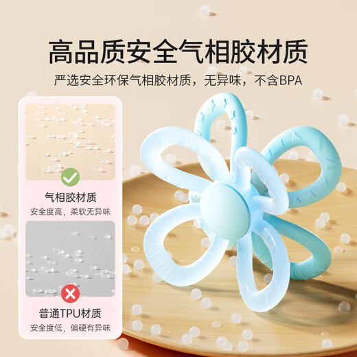 YEEHOO Teething Gel Baby Toy Silicone Boilable Chewable Teeth Baby Toy Soothing Oral Appetite Period Vapor Phase Glue. Soft and odorless blue
