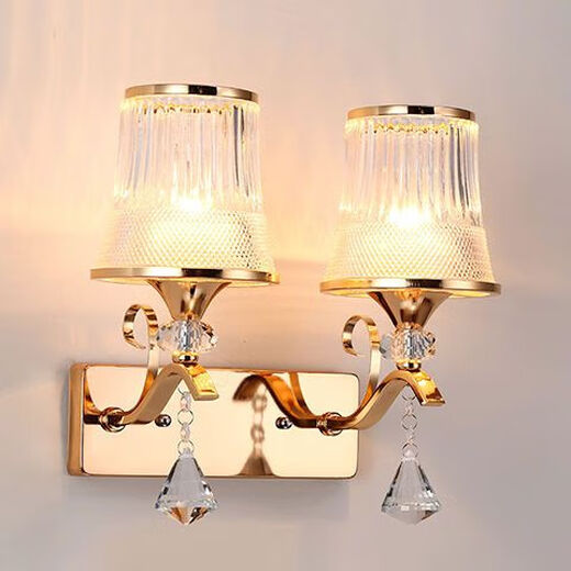 FENGLANQ wall lamp bedside lamp Nordic modern European style simple creative led American bedroom living room aisle staircase wall lamp 045 double head switch at home -.LED