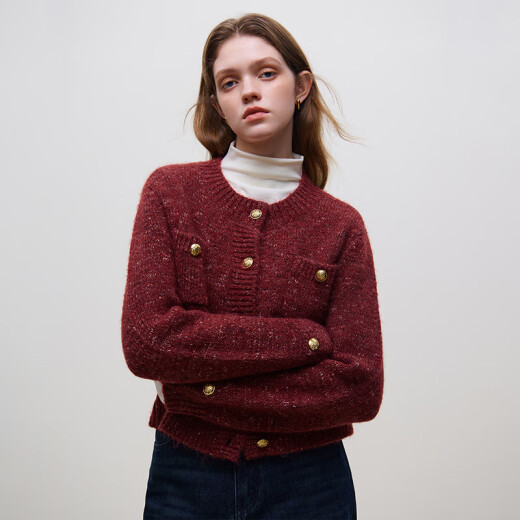 
Fan Silan 23FS14110 lazy style sweater cardigan jacket for women in autumn and winter super beautiful little fragrant style sweater flower apricot color XS