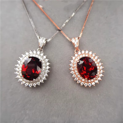 DL 1998 Fat Donglai same style 18k gold ruby pendant large carat pigeon blood red 8*10mm natural l garnet 92 wine red main stone 8*10mm rose gold