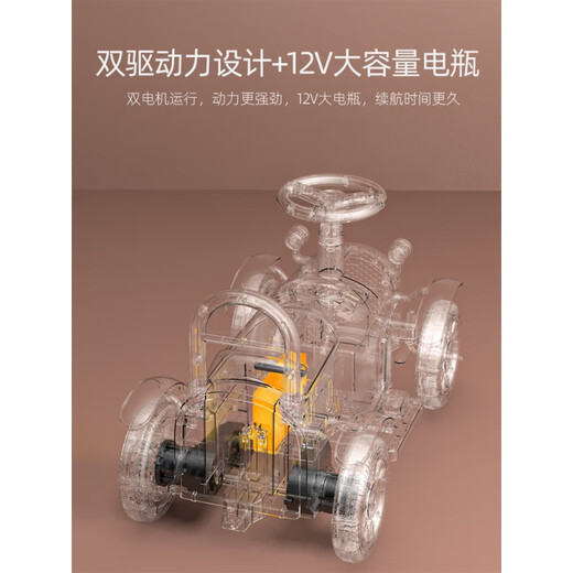 Jingga Kinderzug kann Elektroauto mit Allrad-Fernbedienungstherrich und Mädchen Doppel Baby Erwachsener Spielzeug Baby Kinderwagen 12V Dual-Wheel-Antrieb weiße Lokomotive + 2 Wagen + Musik Dual-Drive