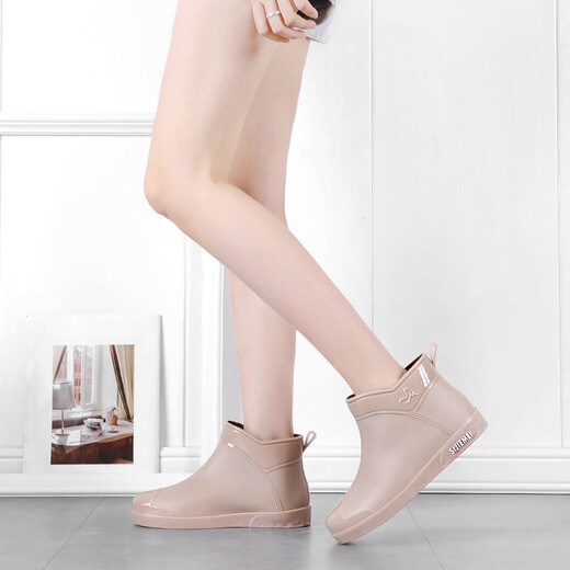 Dongyixuan Kurzrohr Regenstiefel für Frauen Mode-Regenstiefel mit mittlerer Röhre Wasserschuhe plus Samt warme nicht rutschfeste Wasserstiefel für Frauen Gummi Schuhe wasserdichte Schuhe lila 37