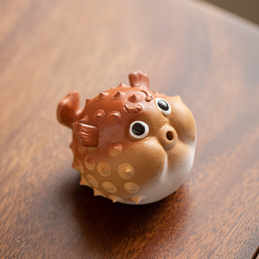 Creative bubble fish tea pet at noon, purple sand cute kung fu tea set ornaments, handmade tea, incense, tea ceremony accessories, purple sand tea pet, puffer fish
