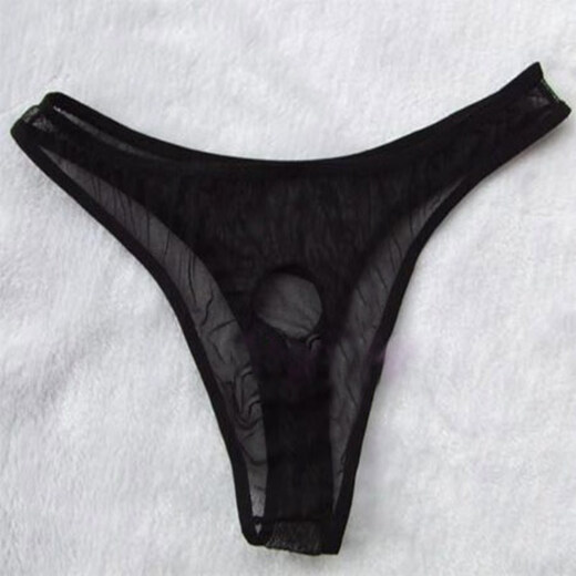 Men's see-through mesh exposed JJpp sexy underwear couple supplies thong T-pants couple tease free to take off gay black exposed JJ style one size