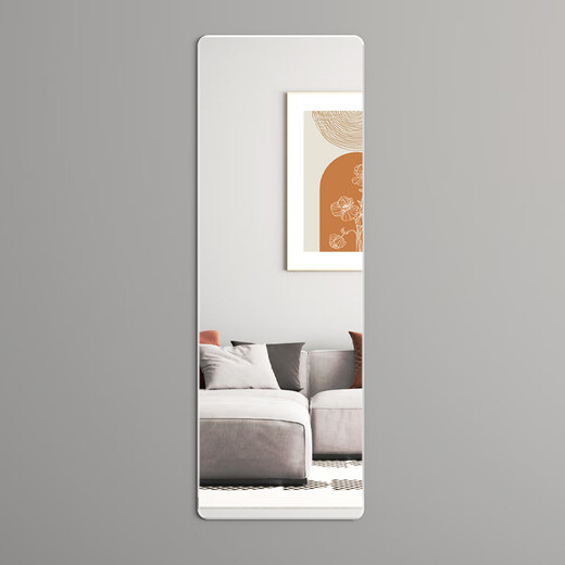 Yo-ai Mirror Wall Sticking Self-adhesive Frameless Full-body Mirror Mirror Mirror Home Bedroom Fitting Mirror Wall Sticking Mirror Makeup Mirror Rounded Corner 30*60 [HD Glass Can Be Hangable]