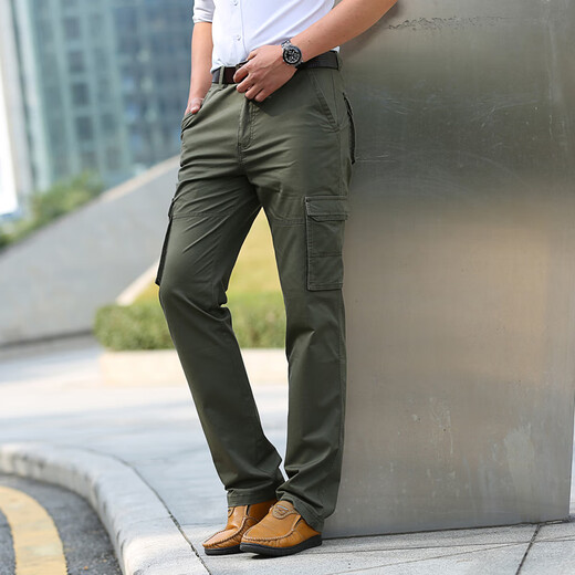 JEEP SPIRIT work pants for men loose straight spring and summer thin large size outdoor multi-pocket autumn and winter casual pants for men blue (9923#) thin 33 waist 2 feet 55