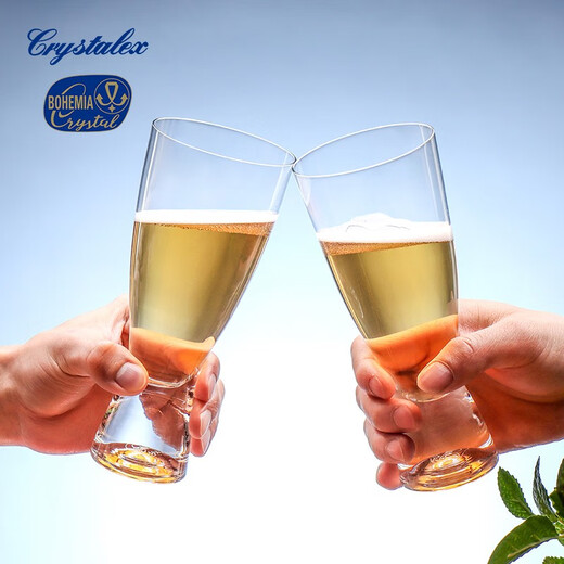 BOHEMIA Crystal imported from the Czech Republic, light luxury high-end crystal beer mug, commercial cup holder, household large-capacity wheat craft beer mug set, Gina style crystal beer mug 350ml*6 pieces