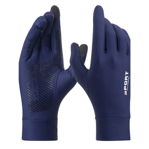Running quick-drying gloves windproof cycling warm fishing thin summer anti-skating silk ski lining motorcycle men black full finger touch screen S