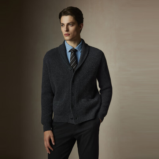 Scofield [LOOL] Men a los 24 años de otoño nuevo solapa cómoda y simple elegante Cardigan Dark Grey XL (180)