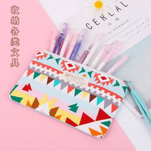 Yufan Geldbörse weiblich Mini-Kartenhalter Koreanische Version Student Münztasche lange Segeltuchtasche kleine Tasche Hand Baumwolltasche Handytasche Eine rosa Uhr