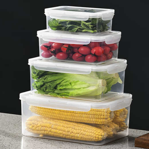 
Mupusen Kitchen Refrigerator Rectangular Fresh Box Microwave Heat-resistant Plastic Lunch Box Food Lunch Box Fruit Storage Sealing Box 3890ml Fresh Box