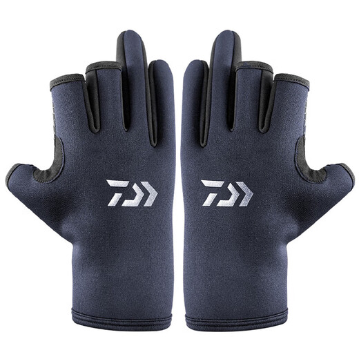 DAIWA DAIWA 23 autumn and winter DG-8023CS winter anti-slip fishing gloves, cold-proof and warm fingerless gloves, black - three fingers exposed (one size fits all)