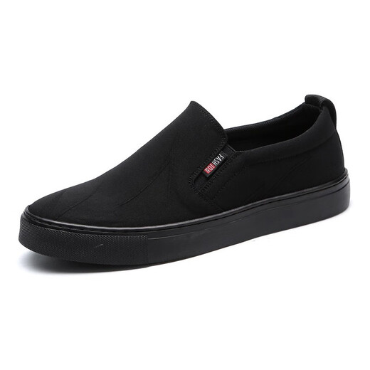 Monide brand canvas shoes men's trend new breathable large size men's shoes one foot lazy shoes men 48M5888-1 black 40