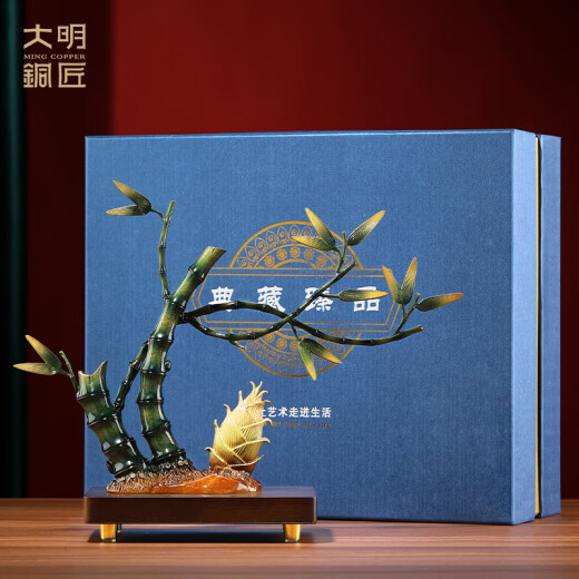 大明铜匠节节高升新中式铜竹子摆件升职乔迁开业礼品客厅办公室桌面父亲节