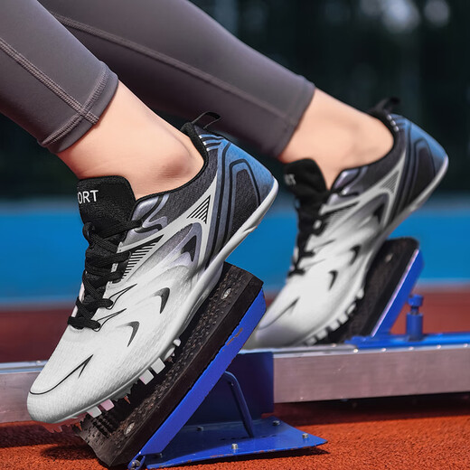 Difuni track and field spikes for female professional sprint students high school entrance examination competition spike shoes for girls long jump candidates track and field running shoes white powder eight spikes standard size 38
