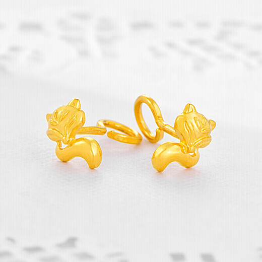 Safir gold earrings for women pure gold 999.9 cute fox earrings ear hook earrings about 1.55 grams
