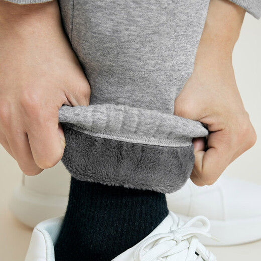 Jack Jones (JACK/JONES) men's autumn and winter plus velvet pants men's casual sports pants loose sweatpants warm trendy steel stamp trousers thick style light flower gray GH1 175/80A/MR