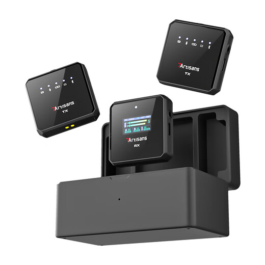 Seven Craftsmen DMic-S wireless lavalier microphone camera mobile phone radio microphone recording and live broadcast equipment mobile phone noise reduction vlog video outdoor interview radio one for two (including charging compartment) Package 2 with USB-C interface live recording and charging OTG cable