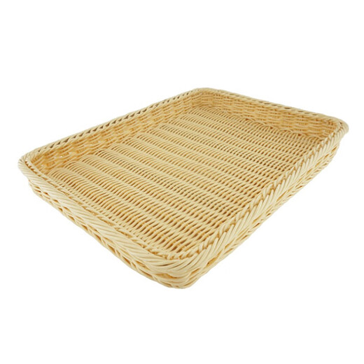 Wenstan W690 imitation rattan wicker storage basket fruit bread snack basket supermarket display rattan basket milk white large size 50*35.5*7.5cm