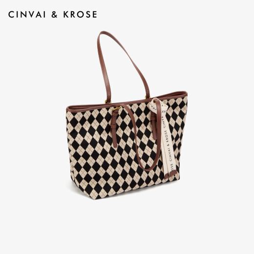 CINVAI/KROSE official website fashion bag women's bag 2025 new large capacity tote bag women's commuting shoulder bag birthday gift for women chess board milk coffee-CK women's bag for girlfriend wife practical light luxury niche high-end brand women's bag