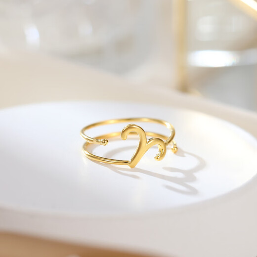 
LeMIAO (LEMIAO) S925 silver hollow double-layer twelve zodiac ring glossy simple men and women personalized movable index finger ring RS1048 [Libra - gold and white] adjustable opening