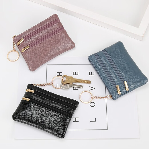 Tuzun Coin Wallet Women's Wallet Mini weiche Leder Handtasche Kleine Brieftasche Key Coin Card Bag Short Reißverschluss Beutel Schwarz