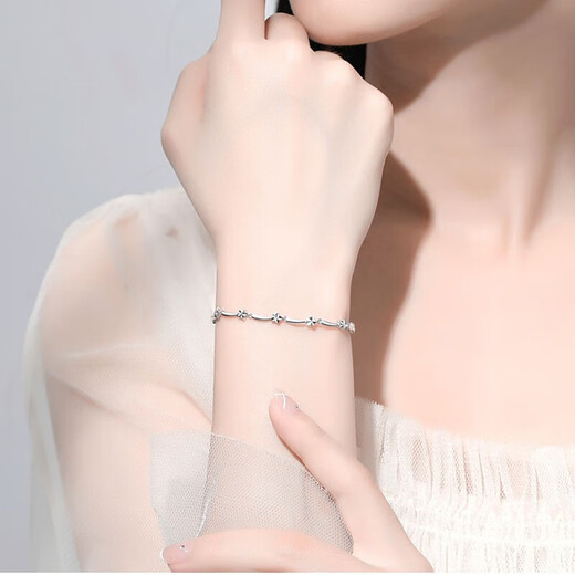 LAOLATU star platinum bracelet for women PT950 platinum jewelry with engraved light luxury Chinese Valentine's Day gift for girlfriend and wife Platinum star bracelet limited stock